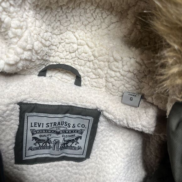 Levi's Hooded Water Repellant Shearling Lined Jacket Women's Size Large - Picture 4 of 8